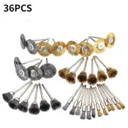 36-90 Copper Wire Pen Cup Wheel Brush Set Drill Metal Cleaning Rust Sanding Tool