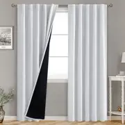 100% Blackout Curtains 84 Inches Long 42"W x 84"L (Pack of 2) Greyish White