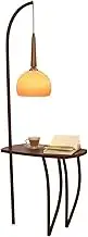 Indoor Floor Lamps Floor Lamp with Table, Wooden End Side Table Floor Lamp, Bedside Reading Lamp for Bedroom, Living Room, Office Standing Lamp