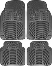 Automotive Floor Mats, Rubber Floor Mats for Cars, Universal Fit Full Set, Climaproof Floor Mats, Trimmable Floor Mats for Most Sedan, SUV, Truck Floor(Black)