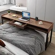 Overbed Table, Over The Bed Table with Wheels, Wood Over Bed Table with Storage Compartment, Portable Mobile Overbed Computer Desk, Over Bed Desk, Home Standing Workstation,A
