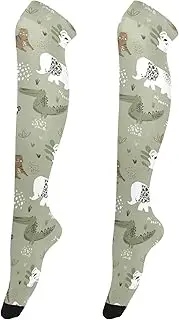 [Caihoyu] Women Thigh High Socks Lightweight Extra Long High Thigh Socks Tall Thigh High Socks for Parties Childish Jungle Tigers Crocodile, Childish Jungle Tigers Crocodile