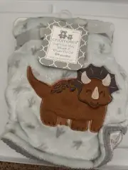 Cribmates Baby Blanket Dinosaur Gray Reversible Soft Plush 30x40 Triceratops NEW