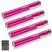 WORKPRO 4PC LED Pen Light Aluminum Pen Flashlight Pocket Flashlight 8AAA Battery
