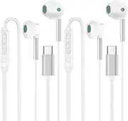 2Pack USB C Headphones for iPhone 16 Pro Max/16/15 Pro/15 Plus, Apple Headphones Wired USB C Earbuds with Microphone Volume Control Type C Earphones HiFi Stereo for iPad Pro Air, Samsung S24, Pixel 9