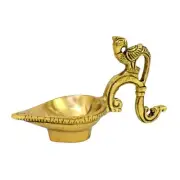 Peacock Brass Diya for Home Temple Akhand Puja Articles Home Decor Yellow