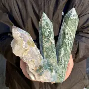 3.9LBNatural Crystal Point Aquatic Agate Tower Large size Quartz Obelisk mineral