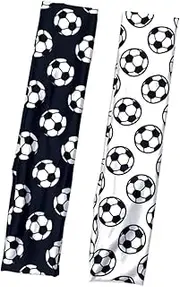 [TOKIDNY] 2pcs Football Pattern Headband Sports Hair Band Soccer Men Sweat Football Headband Hair Bands Exercise Accessories Head Sweatbands Sweatband Yoga Hairband 91% Polyester