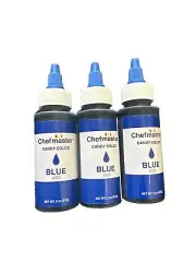Chefmaster 2 oz. BLUE 3 pack Oil-Based Candy Color Made in USA Exp 8/2025