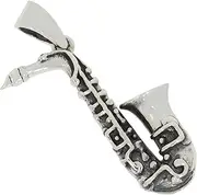 [AFP] AS-783 Saxophone Musical Instrument Pendant 925 Sterling Silver, Sterling Silver, No Gemstone