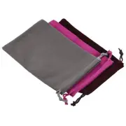 6Pcs 18x12cm Drawstring Gift Bag Flannel Storage Pouch Gray Brown Rose Red