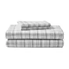 Beacon Hill 4-Piece Pastel Gray Plaid Flannel King Sheet Set