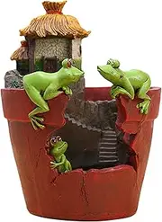 Planter Pot - Landscape Artificial Flowers with Frog Figurines - Resin Succulent Plant Pot | Sweet House Decor
