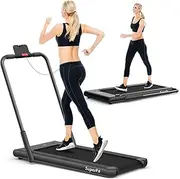 [Costway] 3HP Treadmill 3-in-1 for Working/Walking/Running, Folding Under Desk Walking Pad with Manual Incline,Watch-Like Remote/Smart APP, Speakers & Large Running Area for Home/Office, 155 kg Capacity
