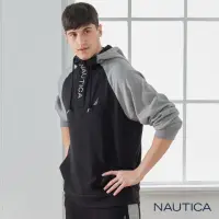 在飛比找momo購物網優惠-【NAUTICA】男裝 LOGO標撞色刷毛長袖帽T(黑色)