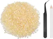 uxcell 5000pcs Flatback Rhinestones Resin, SS12 3mm Resin Rhinestones Bulk Round Shine Gems with Pickup Tools for DIY Nail Art Tumblers Mugs Clothes, Light Champagne