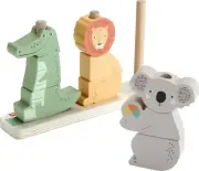 Wooden Stack and Sort Animal Toy 10 PCS Developmental Play for Toddlers Ages 1+