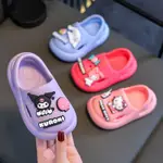 EVA 女童拖鞋男孩女孩柔軟戶外兒童平底涼鞋厚底 KUROMI HELLOKITTY CROCS 卡通人字拖