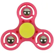 Fidget Spinner Stress and Anxiety Reliever Hand Toy METAL BALLS Pink/Yellow