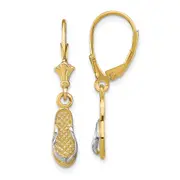 14K Yellow & Rhodium And Flip Flop Leverback Earrings