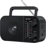 AM FM Radio with Bluetooth Speaker, Rechargeable Portable, AC Black