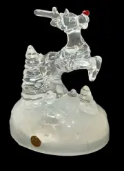 Cristal d’Arques Rudolph The Red Nose Reindeer Music Box Lead Crystal Figurine