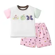 [HOMAGIC2WE] Toddler Girl Shorts Set Kids Summer Short Sleeve Tee & Shorts 2pcs Casual Cute Outfit Clothing Set, Butterfly, 2 Years