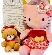 Build A Bear Holly Jolly Hello Kitty and Tiny Chum Holiday Plush Set BAB NWT