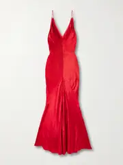 [Gabriela Hearst] Gabriela Hearst - Brigita Paneled Silk-velvet Maxi Dress - Red - IT38 IT 38 Red