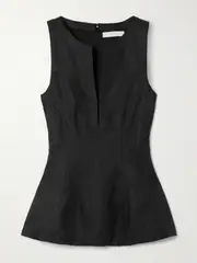 [Faithfull] Faithfull - Melia Linen Peplum Top - Black - small small Black