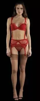 La Perla Ingenue S Suspender Garter Belt Red Leavers Lace