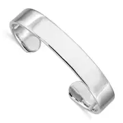 .925 Sterling Silver Rhodium Plated 8mm Polished Plain Cuff Child's Bangle