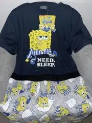 Spongebob Squarepants Adult (L) Large Summer Pjs Pyjamas Xmas Need Sleep