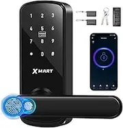Xmart Smart Lock with Fingerprint ID,5-in-1 Keyless Entry Electronic Door Handle,with Bluetooth Biometric Fingerprint and Touch Digital Keypad Electronic Door Lock