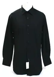 Van Heusen Black Fitted Button Front Dress Shirt M 15 1/2 34/35 Men's NWT