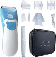 FBO Pro Baby Hair Clippers Kit, Quiet, Waterproof, Rechargeable, Sharp Durable, for Infant Toddler Kids Home and Salon Use, Blue