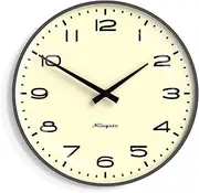 NEWGATE® Radio City Retro Wall Clock Wall Clocks - Round Clock - Kitchen Clock - Clocks for Living Room - Office Clock - Domed Glass - Metal Case - Medium Clock - Arabic Dial - Matt Orange