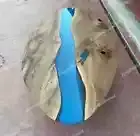 Oval Dining Table - Epoxy Table - Walnut Wood - Transparent Blue Epoxy - %100 Ha