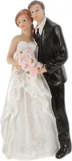 HOUDERCO Elegant Bride and Groom Resin Wedding Cake Topper Romantic Wedding Decor Figurines for Unique Cake Decoration and Intricate Design for Celebrations and Events