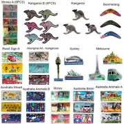 3 x Australia Aussie Souvenir Home Fridge Metal Magnets Road Sign Kangaroo