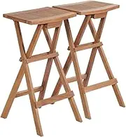 Garden Chair Folding Bar Stools 2 pcs Solid Teak Wood Patio Seating