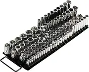 60038 - Black 80-Piece Socket Organizer - 1/4-Inch, 3/8-Inch, and 1/2-Inch Drive Socket Rails Hold 80 Sockets and Keep Your Tool Box Organized