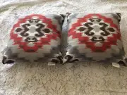 Hampton Bay Throw Pillows (X2) Pueblo Ikat Quarry Geometric Boho Print 16"X16"