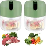 2 Pcs Mini Electric Food Chopper Chopper Electric Food Processor 250ml 3 Blades Stainless Steel with USB Port for Onion Fruit Nuts Meat
