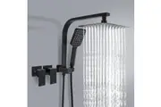 ACA 8" Twin Shower Head Set Shower Taps Handheld head Rainfall Shower Square Black