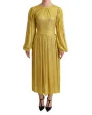 Dolce & Gabbana Dolce Gabbana Chainmail Midi Dress Long Sleeve Women Yellow