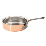Matfer Bourgeat Copper Saute Pan - 200mm, Stainless Steel Interior, Cast Iron Handle