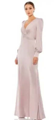 Mac Duggal 55635 Bishop Sleeves Rose Pink Gown Size 6 Retail $ 398