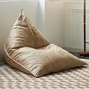 Bean Bag Chair (No Filling) Adult Triangle PU Leather Bean Bag Cover No Filler Floor Seat Beanbag Chair Pouf Cover Ottoman Single Sofa Furniture for Bedroom Living Room Garden(Beige)