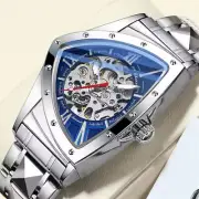 CHENXI Men Automatic Watch Triangle Mechanical Watch Male Full Steel Wristwatch